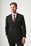 Black Swallow Collar Double Breasted 6 Drop Slim Fit Full Lining Flexible Suit 1001260180 - 2