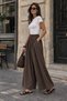 Women's Brown Skirt Pants Modal Cotton Loose Fit Elastic Waist Side Pockets Comfortable Pants Code:Etekpant-2 - 4