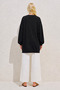 Flower Stone Embroidered Button Detailed Black Tunic 10810 - 4
