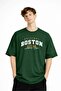 Boston Printed - Premium Fabric Unisex Oversize T-Shirt Khaki - 3