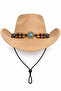 Unisex Internally Adjustable Suede-Look Turquoise Stone Beaded Fedora Model Cowboy Hat