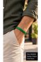 Ulvano Green Leather Men's Bracelet - Modern Design with Segment Silver Clasp