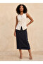 Smart Midi Length Column Skirt with Slit Detail - 3