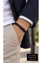 Senvico Navy Blue Leather Men's Bracelet - Modern Design with Segment Silver Clasp