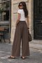 Women's Brown Skirt Pants Modal Cotton Loose Fit Elastic Waist Side Pockets Comfortable Pants Code:Etekpant-2 - 7