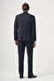 Navy Blue Mono Collar Striped 6 Drop Slim Fit Full Lining Flexible Suit 1001260149 - 5