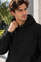 3 Thread Quality Combed Cotton Fabric Men's Hooded Comfortable Fit Black Sweatshirt with Kangaroo Pocket - 2
