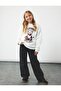 Star Pattern Loose Fit Cotton Wide Leg Denim Trousers