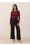 CREW NECK CABLE BUTTON DETAIL SWEATER - 2