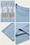 Boston Printed - Premium Fabric Unisex Oversize T-Shirt Blue - 2