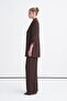 Double-Breasted Collar Accessory Detailed Oversize Long Lined Brown Jacket 0002 - 2