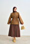 Women's Adjustable Waist Pleated Detail Zero Collar Lined Short Trench Coat Jacket Mink - 3