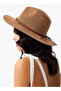 Straw Fedora Hat with Bead Trim - 2