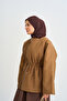 Women's Adjustable Waist Pleated Detail Zero Collar Lined Short Trench Coat Jacket Mink - 4