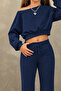 Girl's Boat Neck Sweat Spanish Flare Sweatpants 2-Piece Settop and Bottom Set - 2