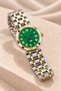 Nishon Women's Wristwatch Green Dial Gold Silver Color Steel Band Roman Numerals Date Display Moon Phase Detail Elegant Analog Watch 2026 - 4