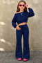 Girl's Boat Neck Sweat Spanish Flare Sweatpants 2-Piece Settop and Bottom Set