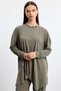 Asymmetrical Tunic Trouser Suit Khaki - 2