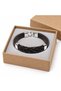 Darevio Black Leather Men's Bracelet - Woven Design on Wide Band with Silver Metal Detail - 2