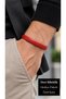 Zelmario Red Leather Men's Bracelet - Modern Design with Segment Silver Clasp