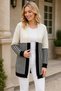 Women's Closureless Long Sleeve Line Patterned Comfortable Fit Elegant Stylish Daily Black and White Knitwear Cardigan - 2