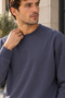 3 Thread Quality Combed Cotton Fabric Men's Crew Neck Smoked Sweat Sweatshirt - 3