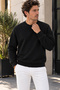 3 Thread Quality Combed Cotton Fabric Men's Crew Neck Black Sweat Sweatshirt - 5