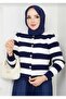 Women's Buttoned Skirt-Top Knitwear Cardigan M1021 - Navy Blue