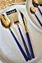 Gold 42 Piece 6 Person Navy Blue Cutlery Set - 3