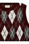 Baklava Patterned Crew Neck Sleeveless Knit Sweater - 3