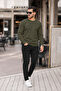 Men's Premium Crew Neck Khaki Basic Knit Sweater - 6