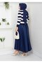 Women's Buttoned Skirt-Top Knitwear Cardigan M1021 - Navy Blue - 3