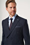 Navy Blue-Grey Swallow Collar Striped Double Breasted 6 Drop Slim Fit Full Lining Flexible Suit 1001260284 - 3
