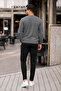 Men's Premium Crew Neck Anthracite Basic Knitwear Sweater - 3