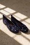 Lyna Navy Blue Women's Genuine Leather Suede Metal Trok Detailed Ballerina Shoes - 2