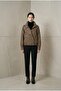 Women's Brown Leopard Print Lined Biker Gabardine Coat Yy101422 - 6