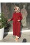 Trend Patterned Merserized Full Length Tunic Burgundy - 3