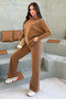 Women's Tan Soft Textured Top and Bottom Set