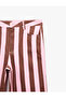Cotton Regular Fit Regular Waist Pocketed Straight Leg Gabardine Fabric Striped Trousers - 6
