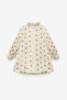 Beige Star Patterned Girl's Gabardine Dress - Poppy - 6