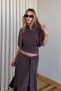 Brown Asymmetrical Modal Skirt Suit - 261024 - 5