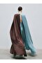 Three-Color Silk Dress with Cape Detail - 3