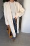 Shawl Collar Soft Textured Long Cardigan - Ecru - 3