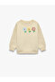 Floral Embroidered Long Sleeve Crew Neck Ribbed Sweatshirt - 3