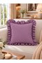 İnci Vintage Lavender Ruffled Throw Pillow Cover 1 - 2