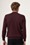 Burgundy Half Turtleneck Diamond Pattern Comfort Fit Cotton Knitwear 1012265108 - 5