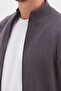 Ribbed Collar Zippered Regular Fit Jacket - 4