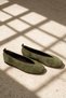 Vanesya Olive Green Women's Genuine Leather Suede Trok Detailed Ballerina Shoes - 2