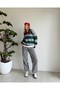 Striped Heart Embroidered Polo Collar Soft Sweater - 7