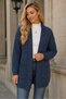 Women's Long Sleeve Open Front Pocket Hair Braided Casual Fit Stylish Daily Indigo Knitwear Cardigan - 2